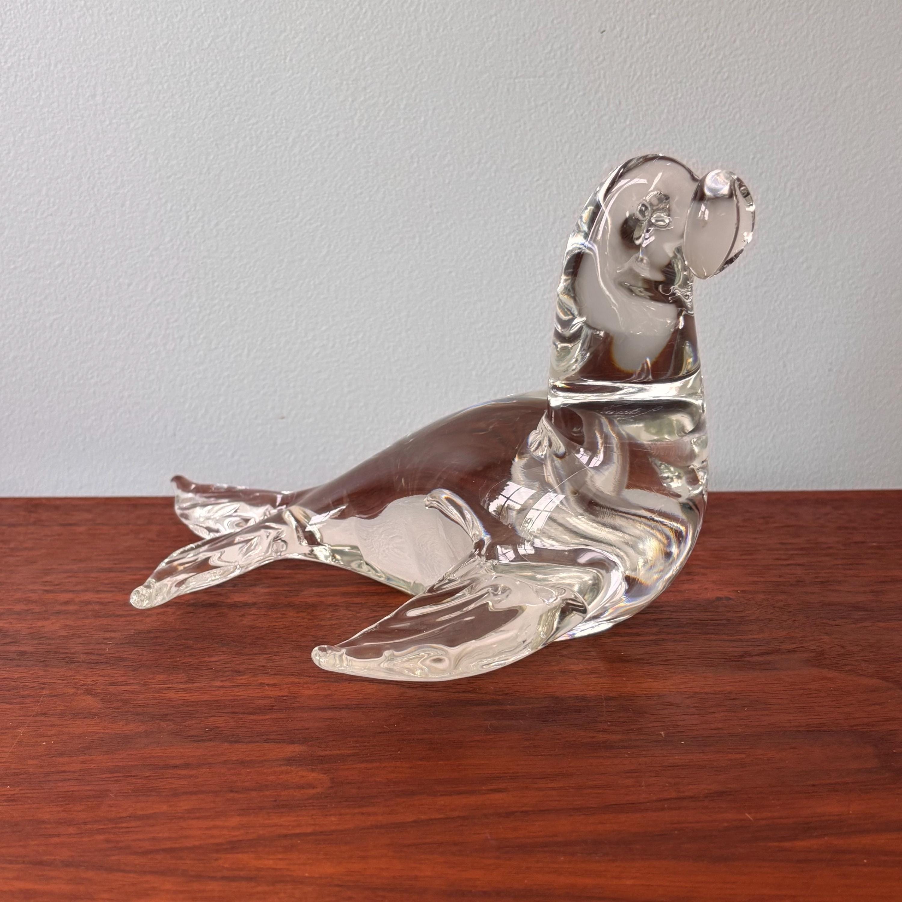 Vintage Murano Italy Zanetti Licio Seal Sea Lion Clear Art Glass