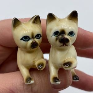 Vintage Japan Siamese Kitten Porcelain Figurines Set of 2
