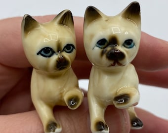Vintage Japan Siamese Kitten Porcelain Figurines Set of 2