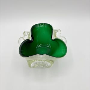 Vintage Murano Green Art Glass Bowl Ashtray with Silver Gold Aventurine, Green Italian Art Glass Bowl, Barovier & Tosso