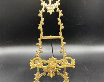 Vintage Scrolled Filigree Brass Picture Easel, Brass Picture Display Stand
