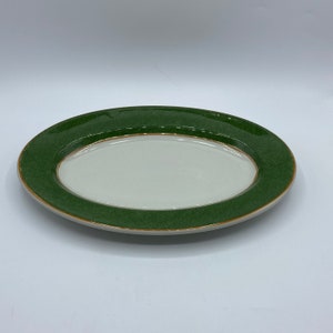 Vintage Clarice Cliff Oval Serving Tray, Vitrified Green Banded Oval Serving, Royal Staffordshire Clarice Cliff Servingware 12”
