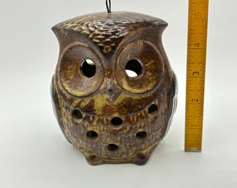 【 owl classic 】Gerd CL-003 antique gold Vintage Brown Stoneware Owl Tea Light Candle Holder - Etsy