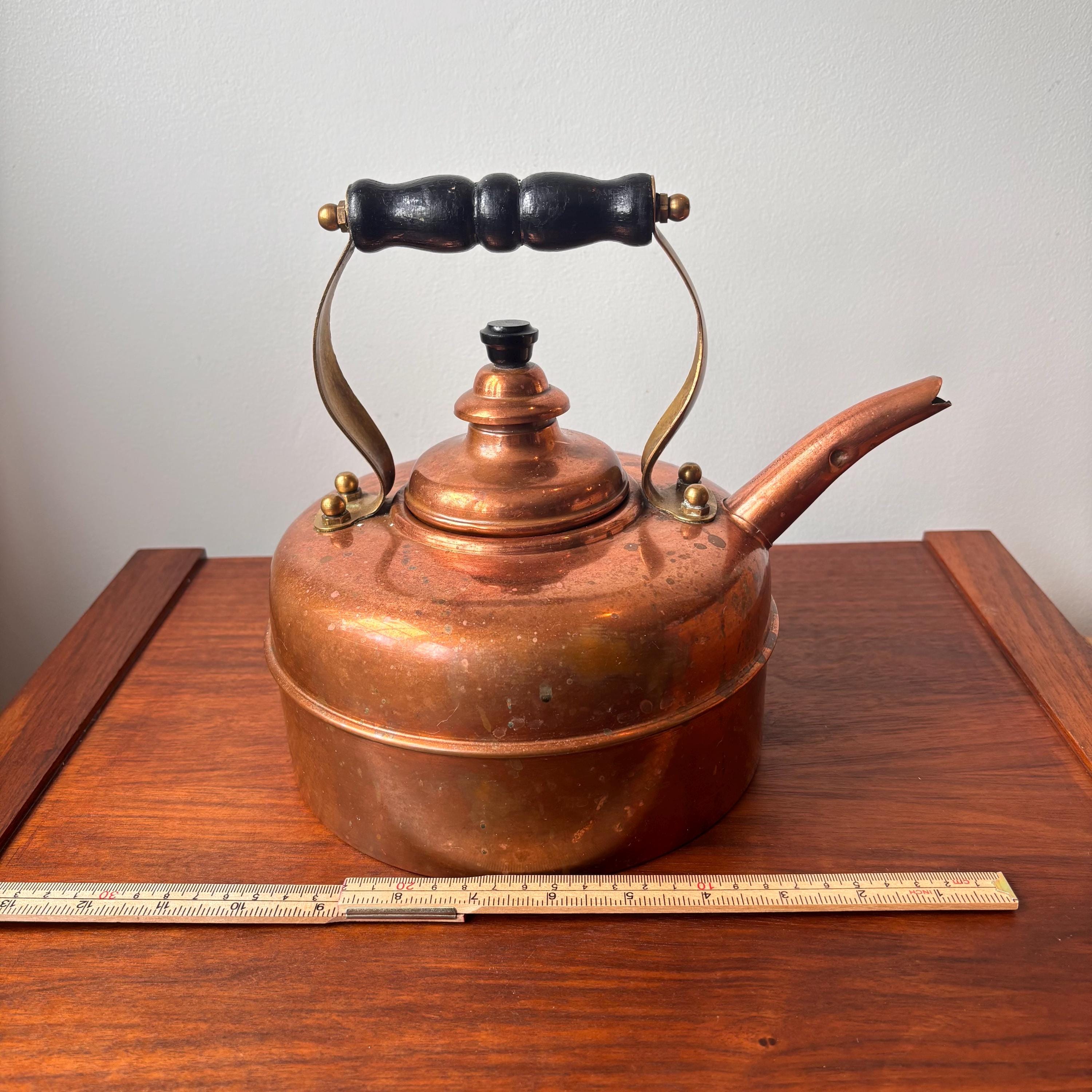 SIMPLEX ヴィンテージ銅製ケトル Vintage Simplex Patent Whistling Solid Copper Kettle England Early