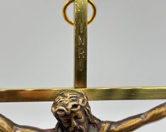 ヴィンテージ 真鍮 金属製 十字架 十字架 イエス・キリスト INRI 宗教