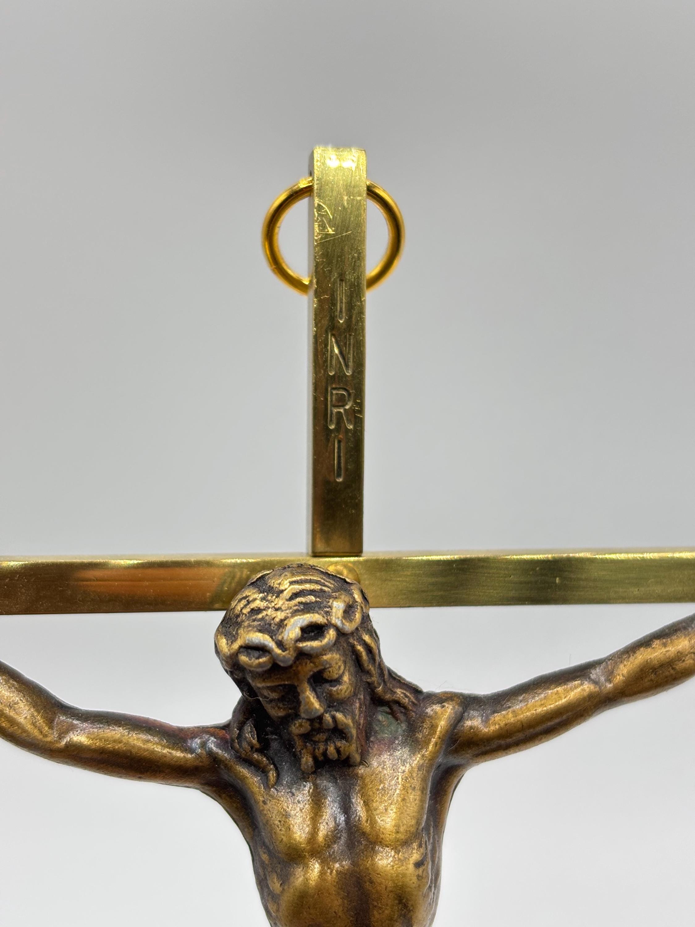 ヴィンテージ 真鍮 金属製 十字架 十字架 イエス・キリスト INRI 宗教