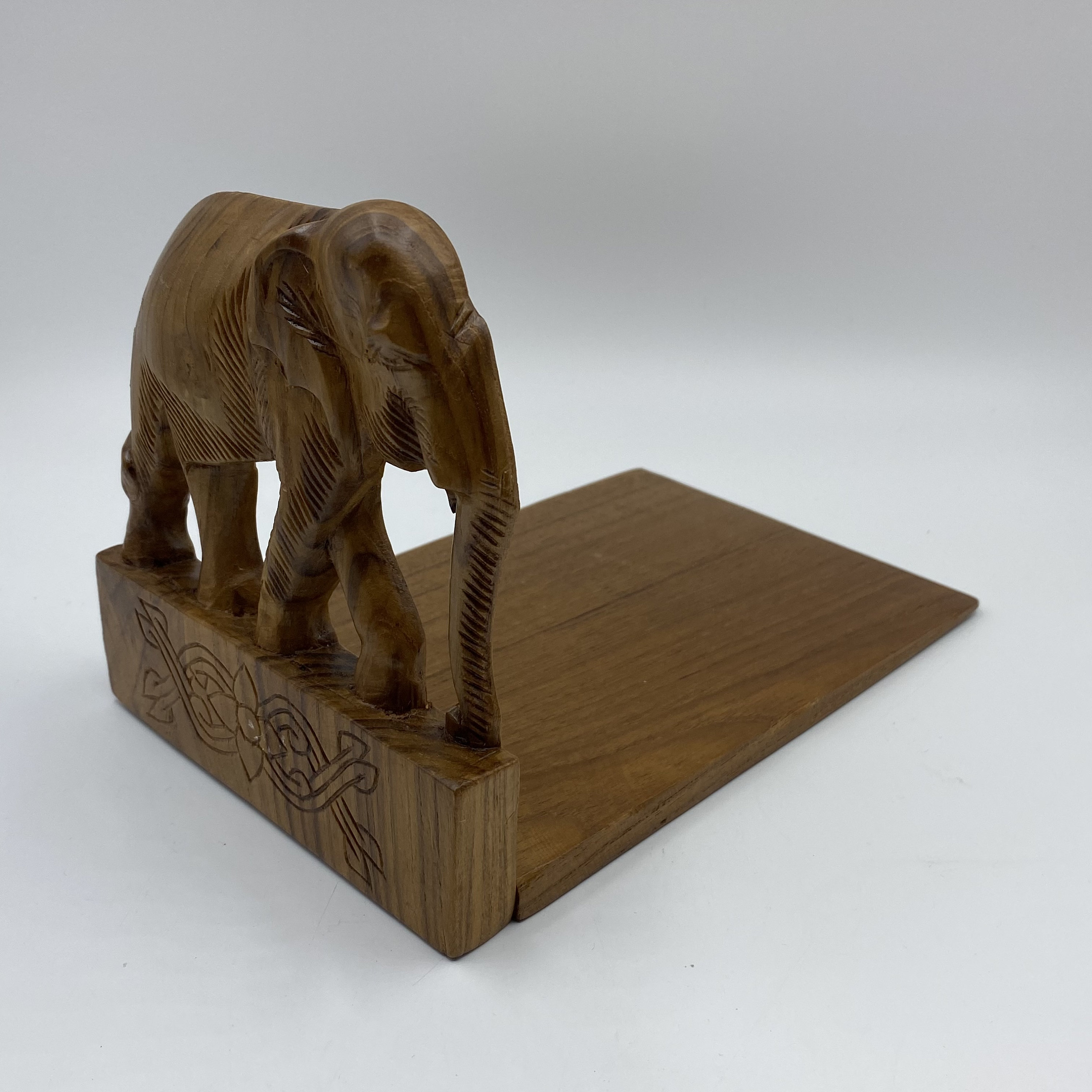 Vintage Hand Carved Teak Wood Elephant Bookends MCM Elephant Etsy