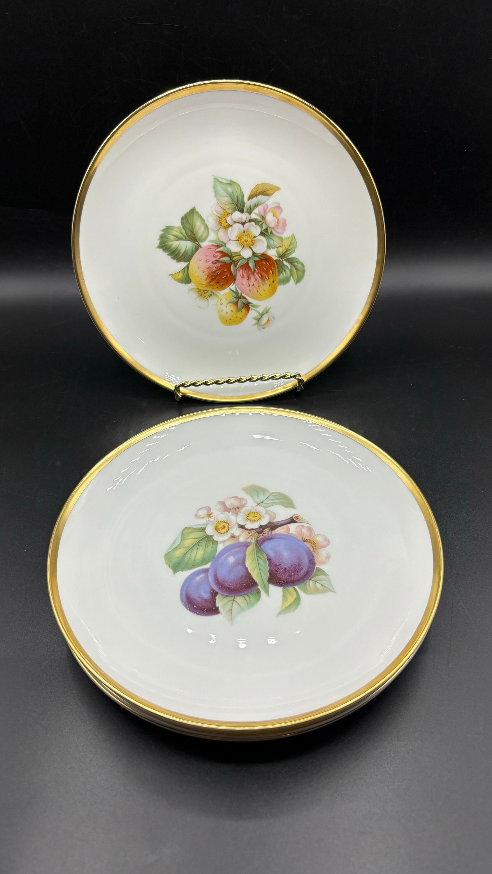 稀少] フッチェンロイター手描きバラの花柄 中皿3枚 【公式通販】