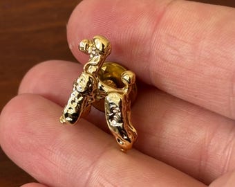 Vintage Fancy Gold Tone Poodle Dog Pin, Poodle Jewelry