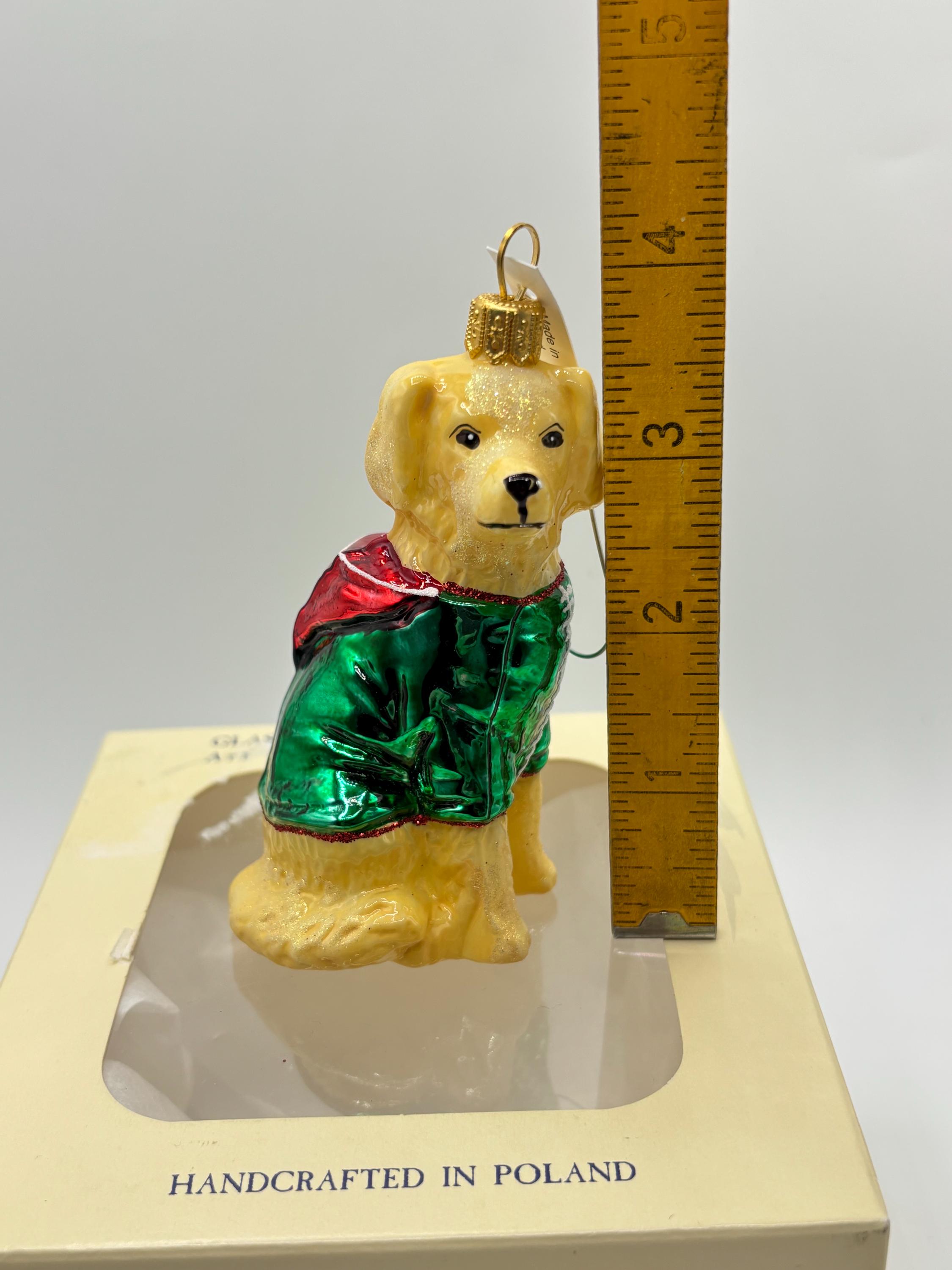 【未使用品】ナタリーレテ 犬 オーナメント ハンドペイント 硝子 クリスマス ヴィンテージ ハンドペイント ゴールデンレトリバー ガラス