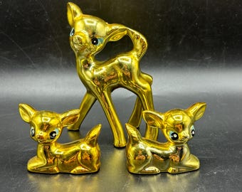 ヴィンテージセラミック製ダルメシアンの子犬の置物 - 手描きセット