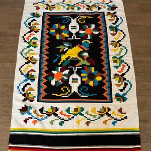 ヴィンテージ カロチャ ハンガリー花刺繍テーブルランナー (27インチ