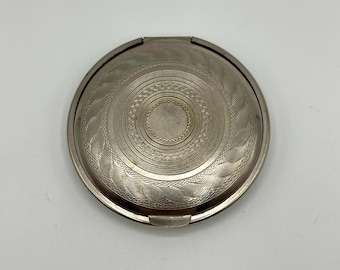 Vintage Richard Hudnut New York Paris Metal Powder Compact with Mirror 2”