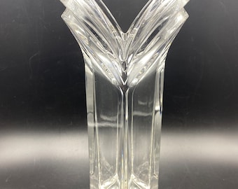 Vintage Mikasa Art Deco Kristallvase, V-Form 30 cm, Made in Germany