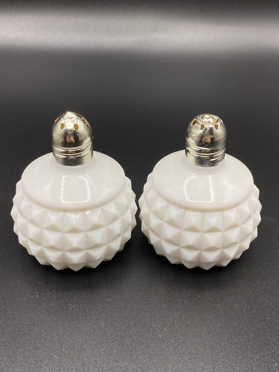 Vintage White Milk Glass Hobnail Salt and Pepper Shakers Made in Japan ...