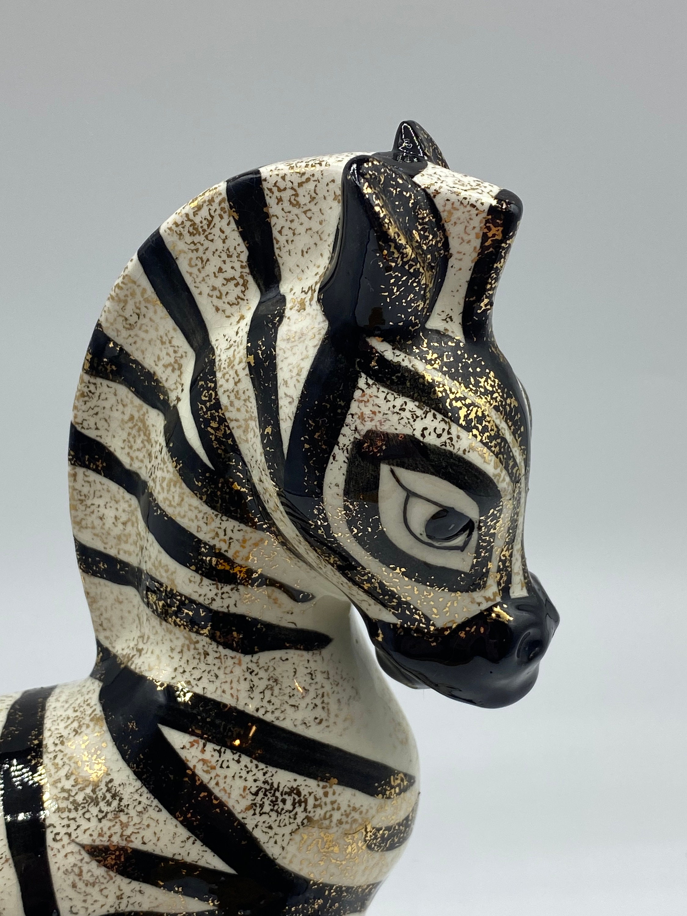 Vintage Lefton Ceramic Black and White Gold Fleck Zebra