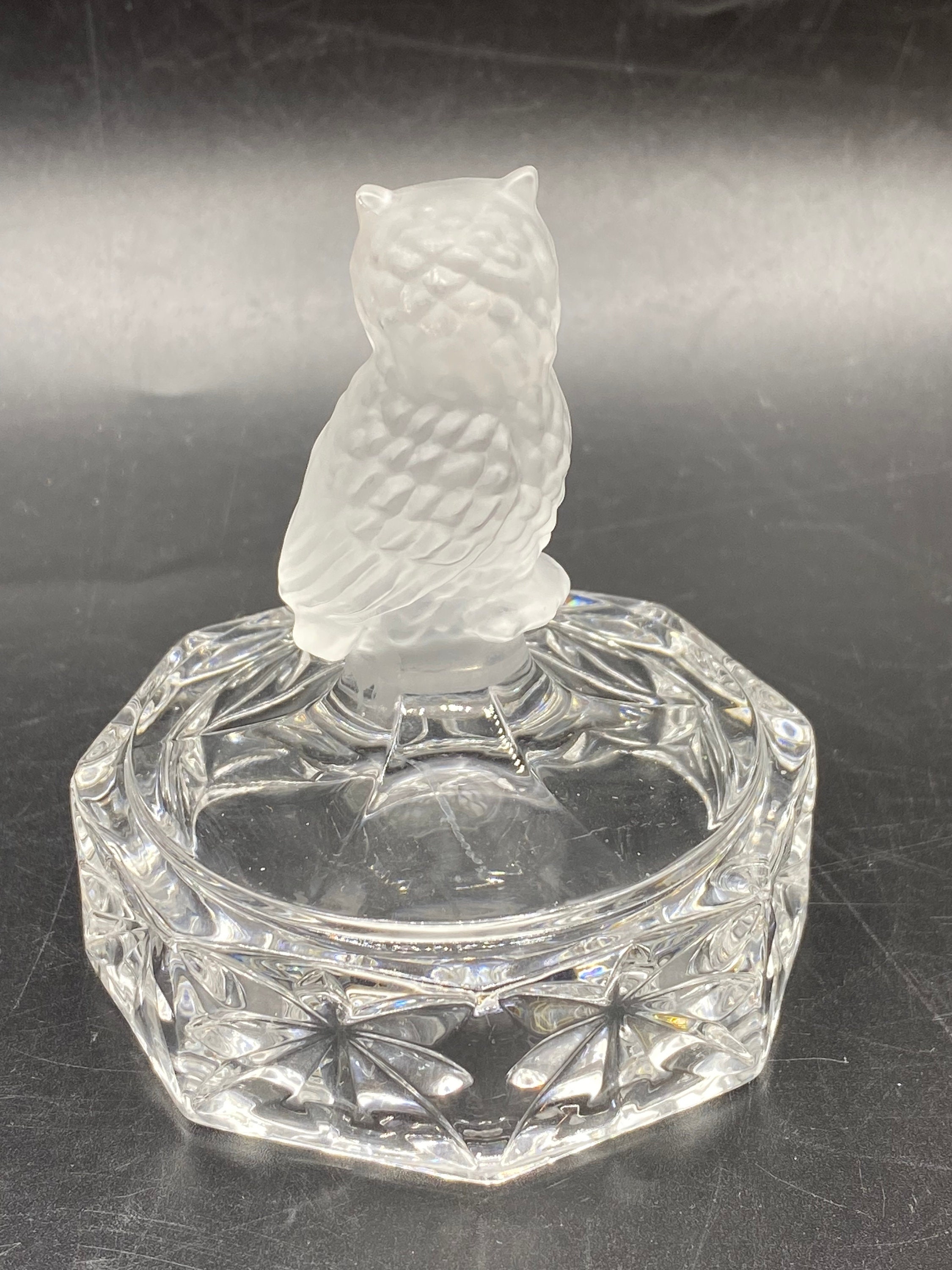 ヴィンテージ アートマーク フロストガラス フクロウの置物 - 西ドイツ