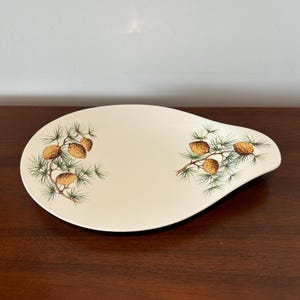 Vintage Mid-Century Hallcraft Eva Zeisel Pine Cone Pattern 15&quot; Teardrop Serving Bowl Platter