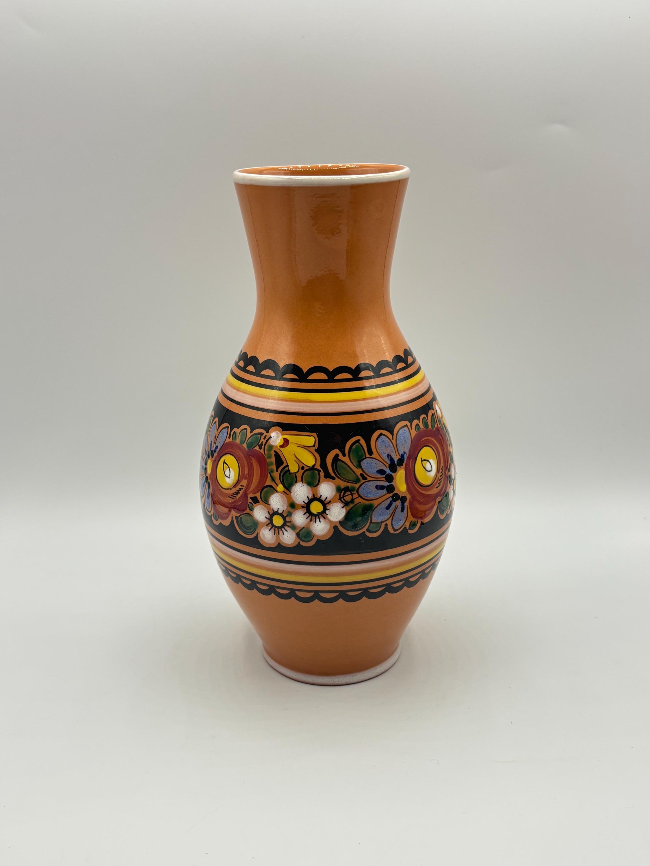 Vintage Folk Art Keralit Czech Peasant Hand-painted Pottery