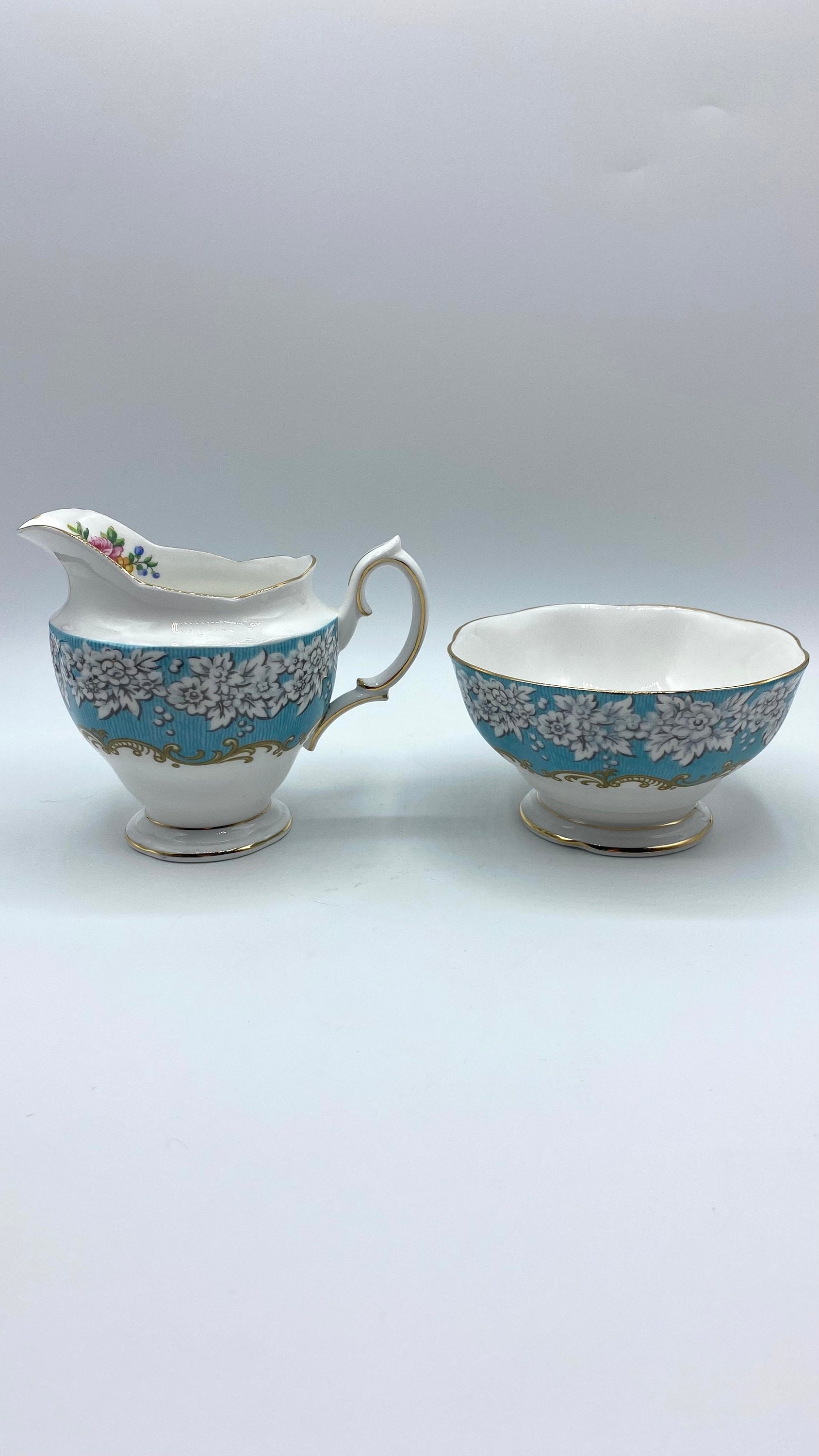 Vintage Royal Albert Enchantment Bone China Creamer and Sugar Set 