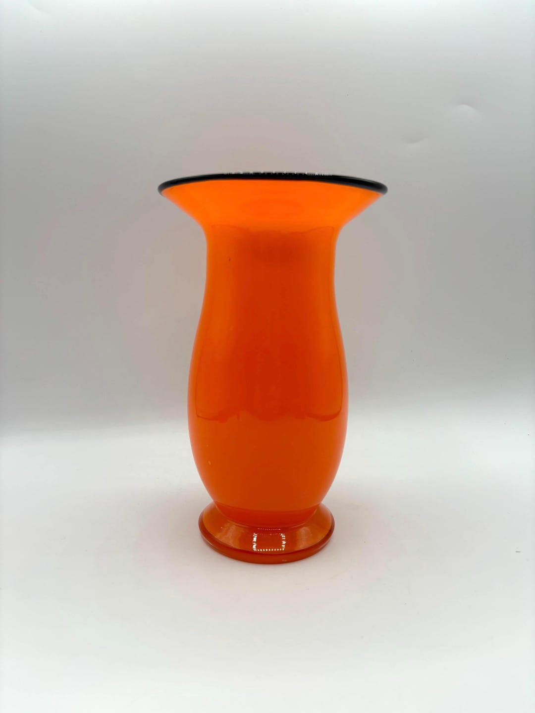 Vintage Art Deco Czech Glass Tango Orange Vase With Black Rim - Etsy
