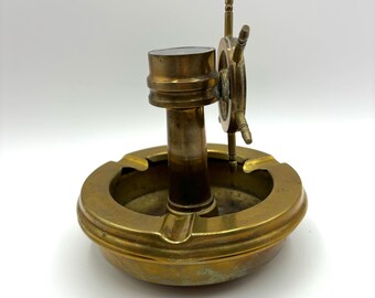 ヴィンテージ ノーティカル 真鍮 船の舵輪 灰皿：船長の小物入れ