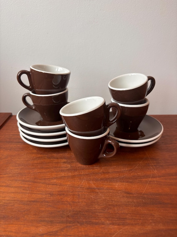 Vintage Richard Ginori Brown & White Italian Espresso Cup and