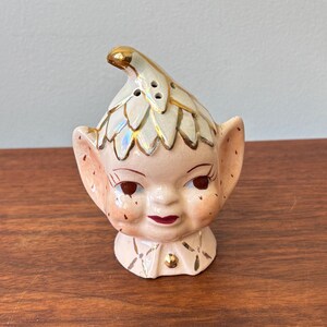 Vintage 1960’s Handpainted Ceramic Pixie Head Shaker Figurine