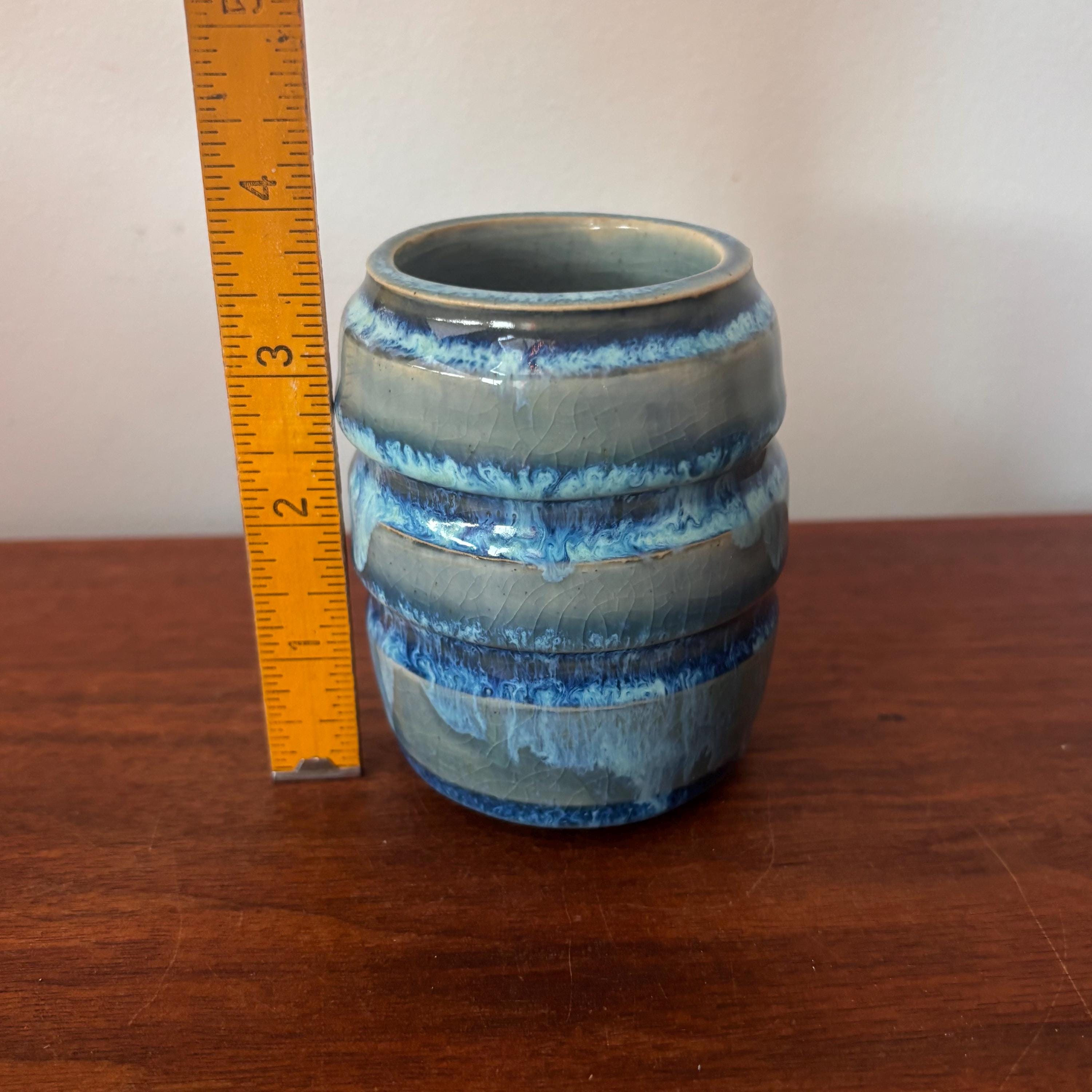 Vintage Blue Drip Glaze Pottery Bud Vase Cup, Studio Art Pottery - Etsy