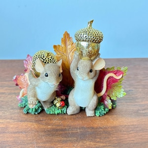 チャーミングテイルズ ネズミのどんぐり置物：「私たちの友情は黄金