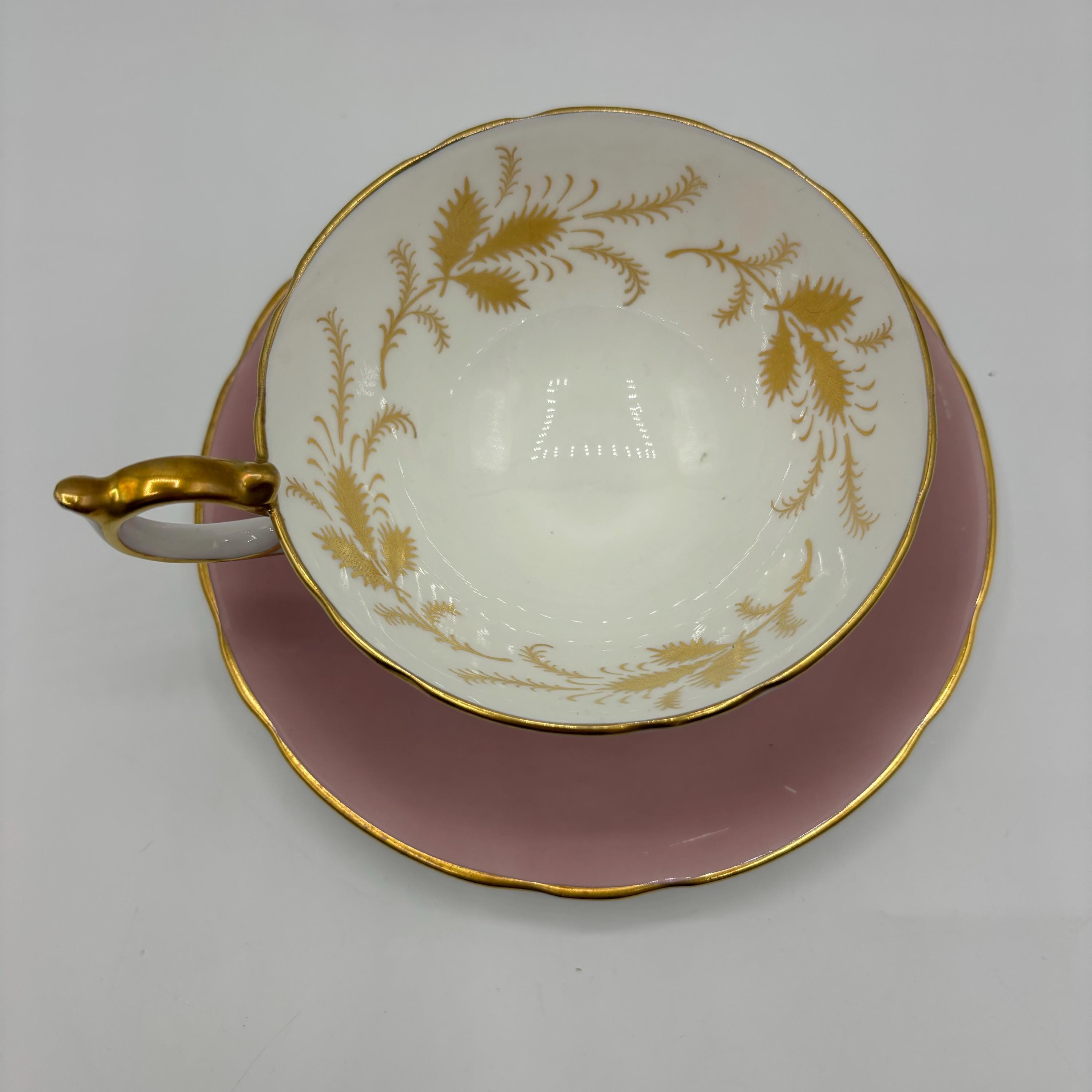 Vintage Aynsley England Pastel Pink and Gold Thistle Flower