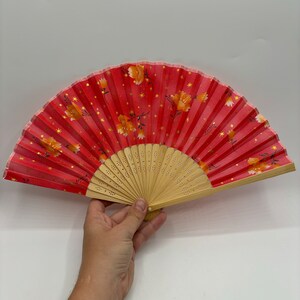 Vintage japonés floral rosa plegable ventilador de mano, pequeño ventilador plegable, vintage decorativo plegable ventilador de mano
