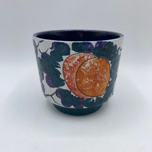 Vintage MCM Marei Keramik West-Duitsland 12/2 oranjeblauwe plantenbakcachepot