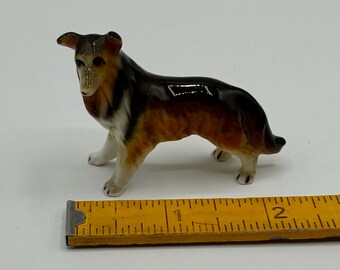 ヴィンテージ ミニチュア セラミック コリー ラッシー 犬 置物 2.5