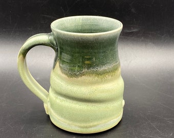 Studio Art Pottery Green Glaze Drip Mug, Canadian Pottery, Green Art Pottery Coffee/ Tea Mug