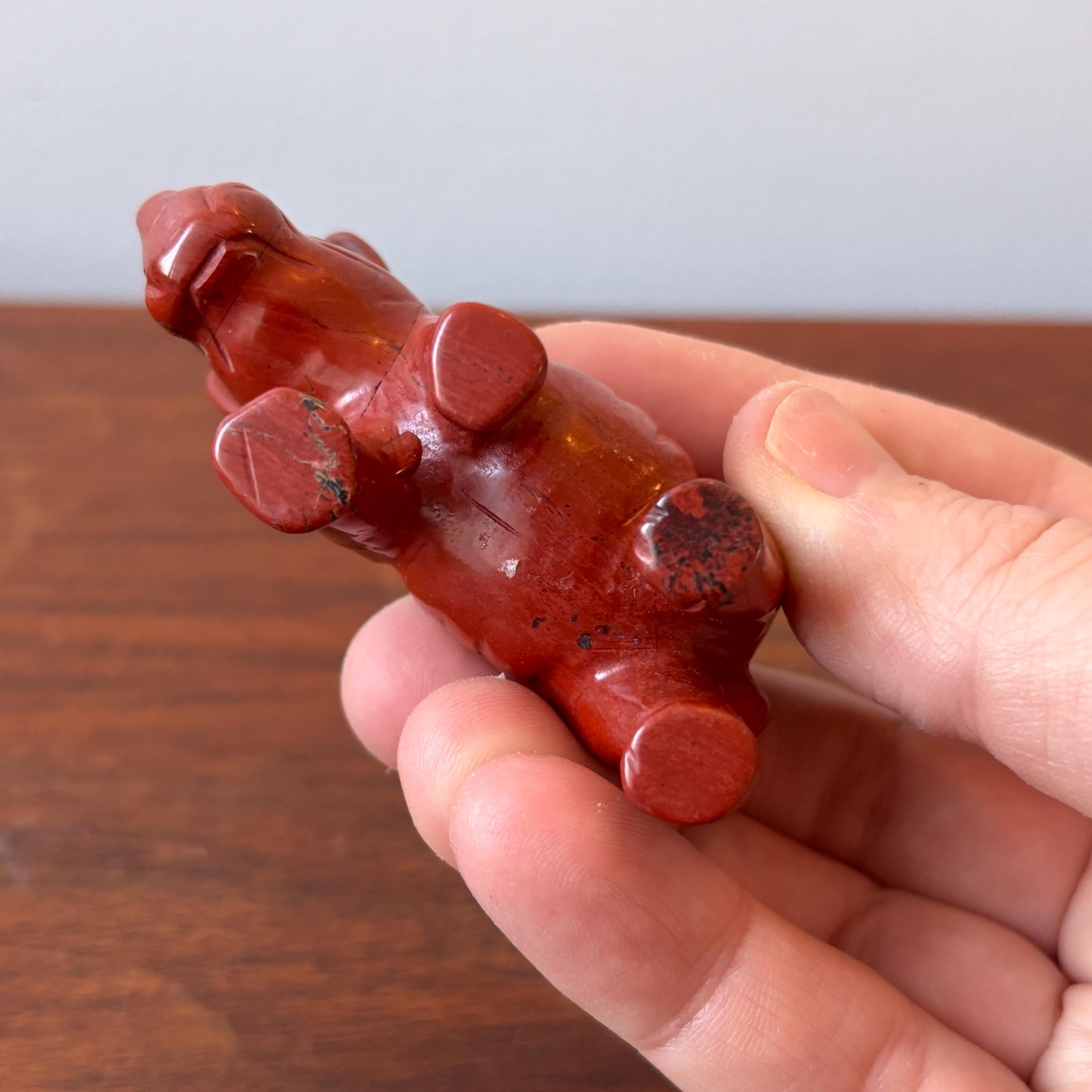 Natural Red Jasper Hand Carved Crystal Rhino Rhinoceros Figurine