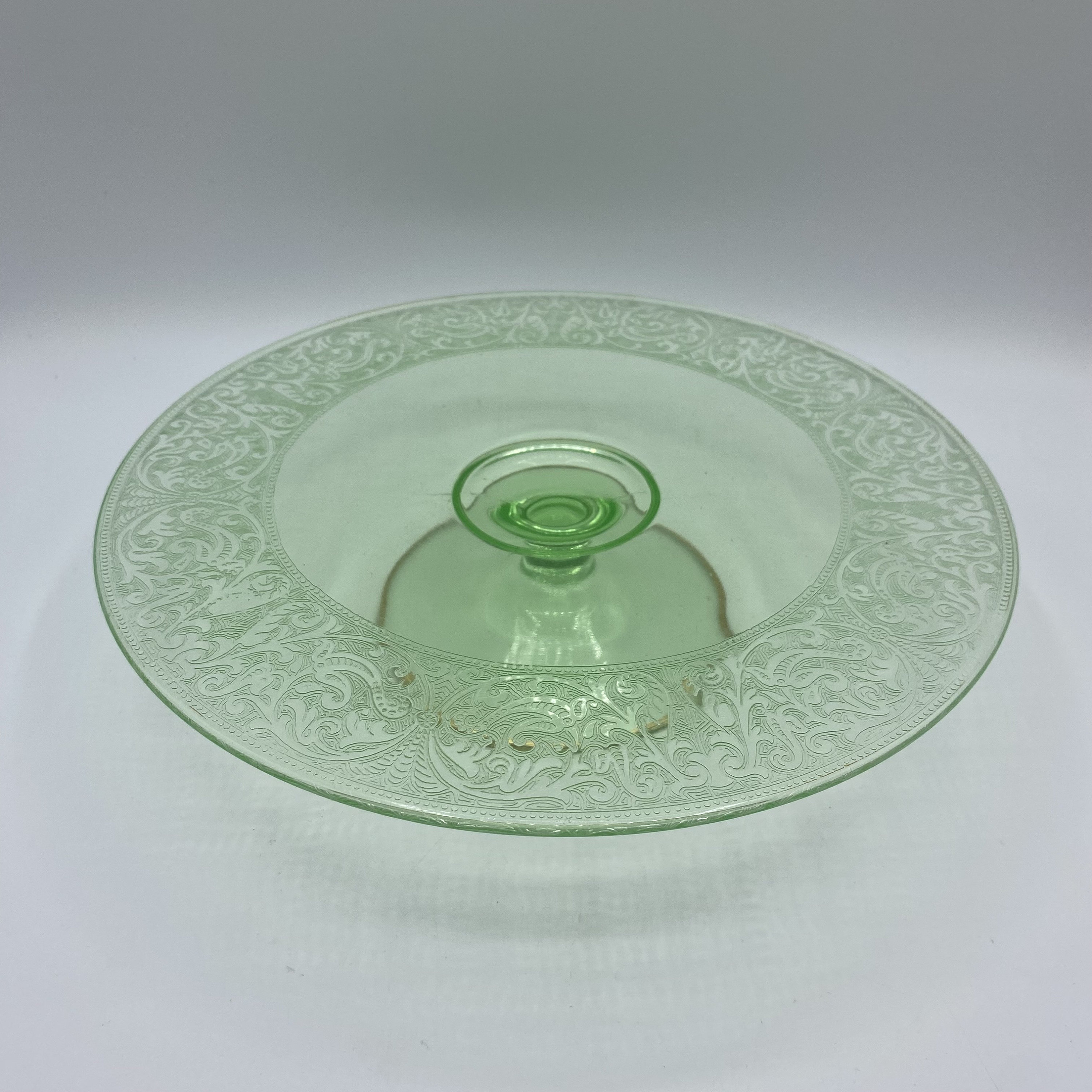 Vintage Art Deco Uranium Glass Cake Plate Pedastal Stand With Etsy Il Fullxfull.4952548780 Fo0c