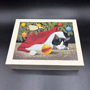 Vintage Lowell Herrero Cat Christmas Cards: Lang American Set of 21