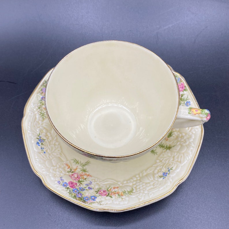 Vintage Crown Ducal Florentine Oversized Tea Cup and Saucer Rosalie England image 3