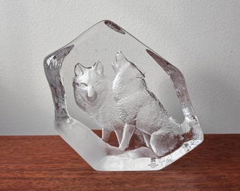 Mats Jonasson Elephant Crystal Sculpture Paperweight, Wildlife Mat