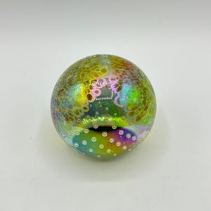 Vintage Glass Eye Studio Mottled Yellow Iridescent Design with Bullicante 3”