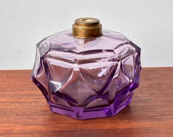 Botella de perfume decantadora de cristal vintage Art Déco morado de París, Francia