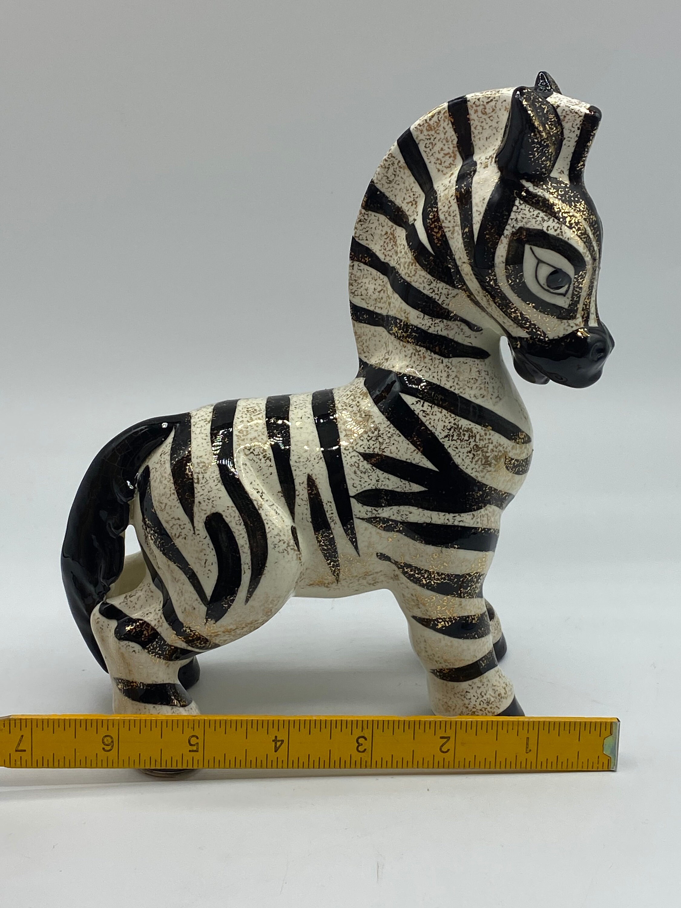 【期間限定！最安値挑戦】 White and Black Ceramic Lefton Vintage Gold Zebra Fleck アンティーク雑貨