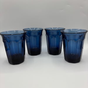Vintage Noritake Dark Blue Tumblers - Sweet Swirl Glasses Set of 4