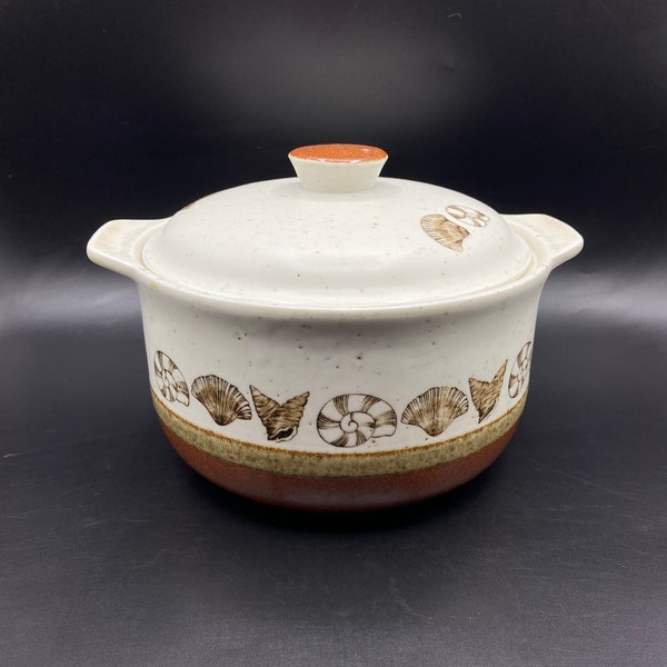 vintage Otagiri Japon Stone Ware Four à table couvert Casserole Sea Shell Pattern, Otagiri Ovenware, Seashell Kitchenware