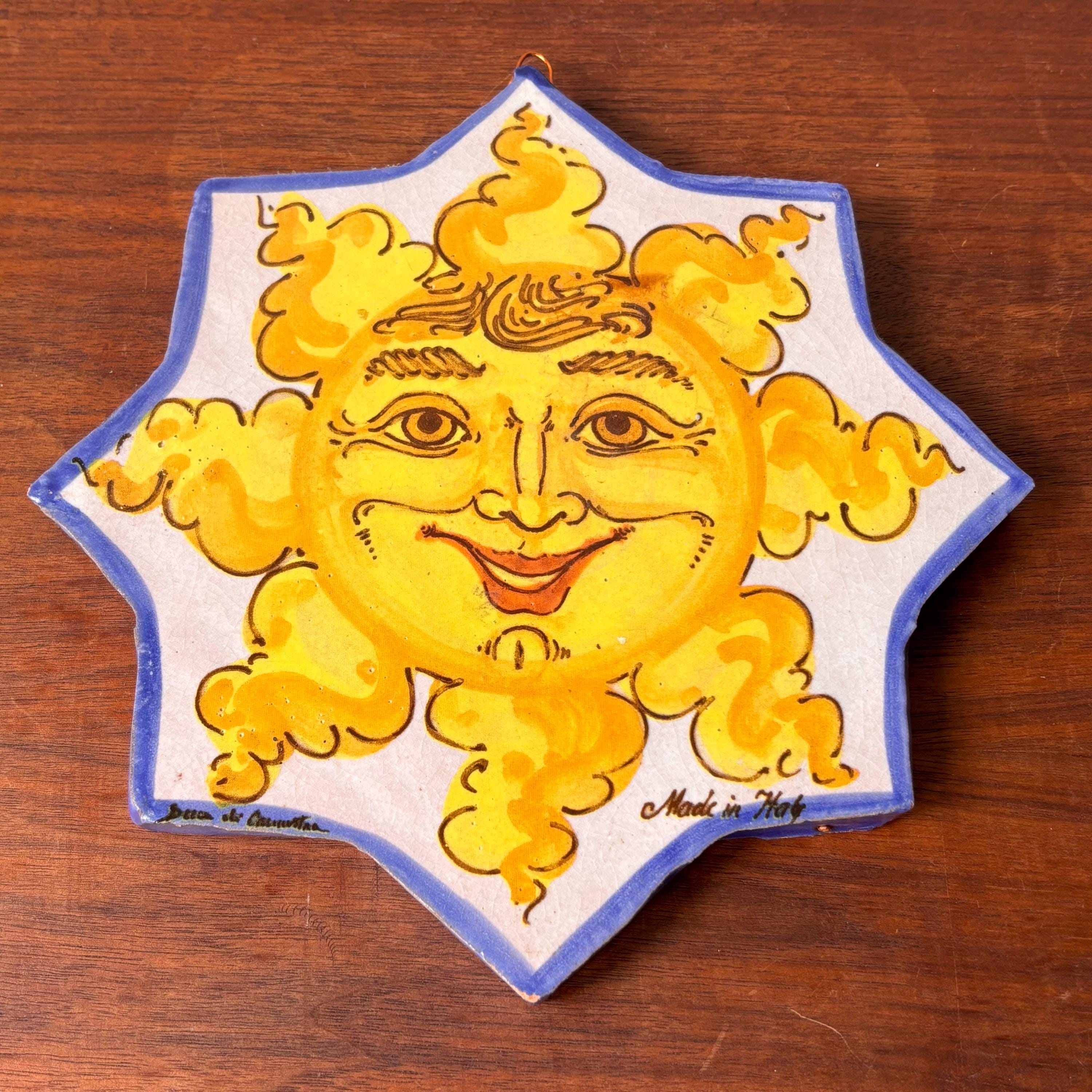 ヴィンテージ ピア1 ハンドペイント テラコッタ サン 壁掛けタイル