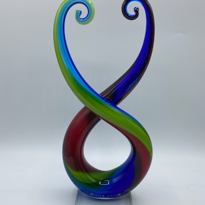 Murano Glassware Art Glass Ribbon Sculpture, Blown Glass Art Sculpture