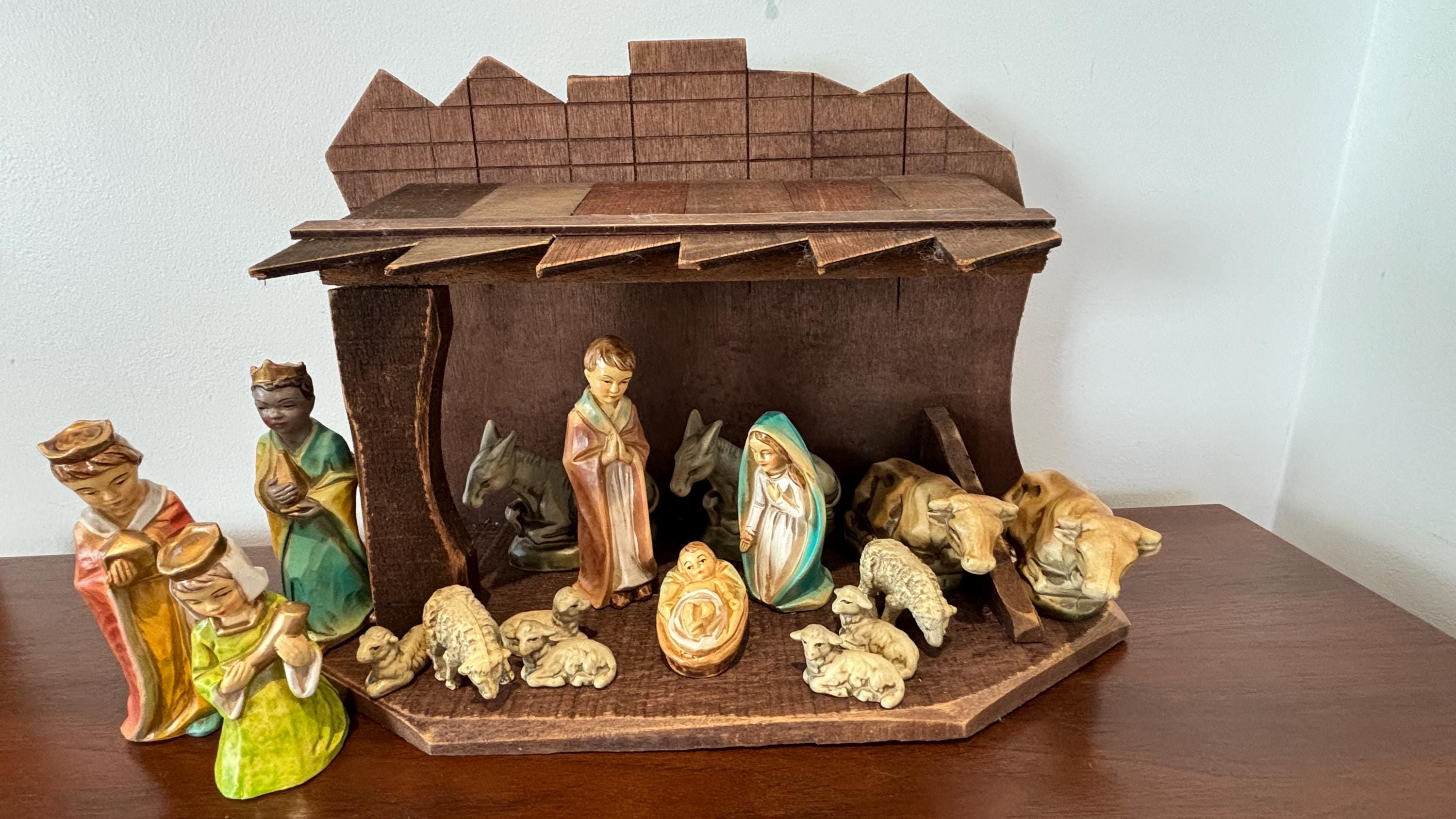 Vintage Hand Painted Nativity Set: 18-piece Paper Mache Japan - Etsy
