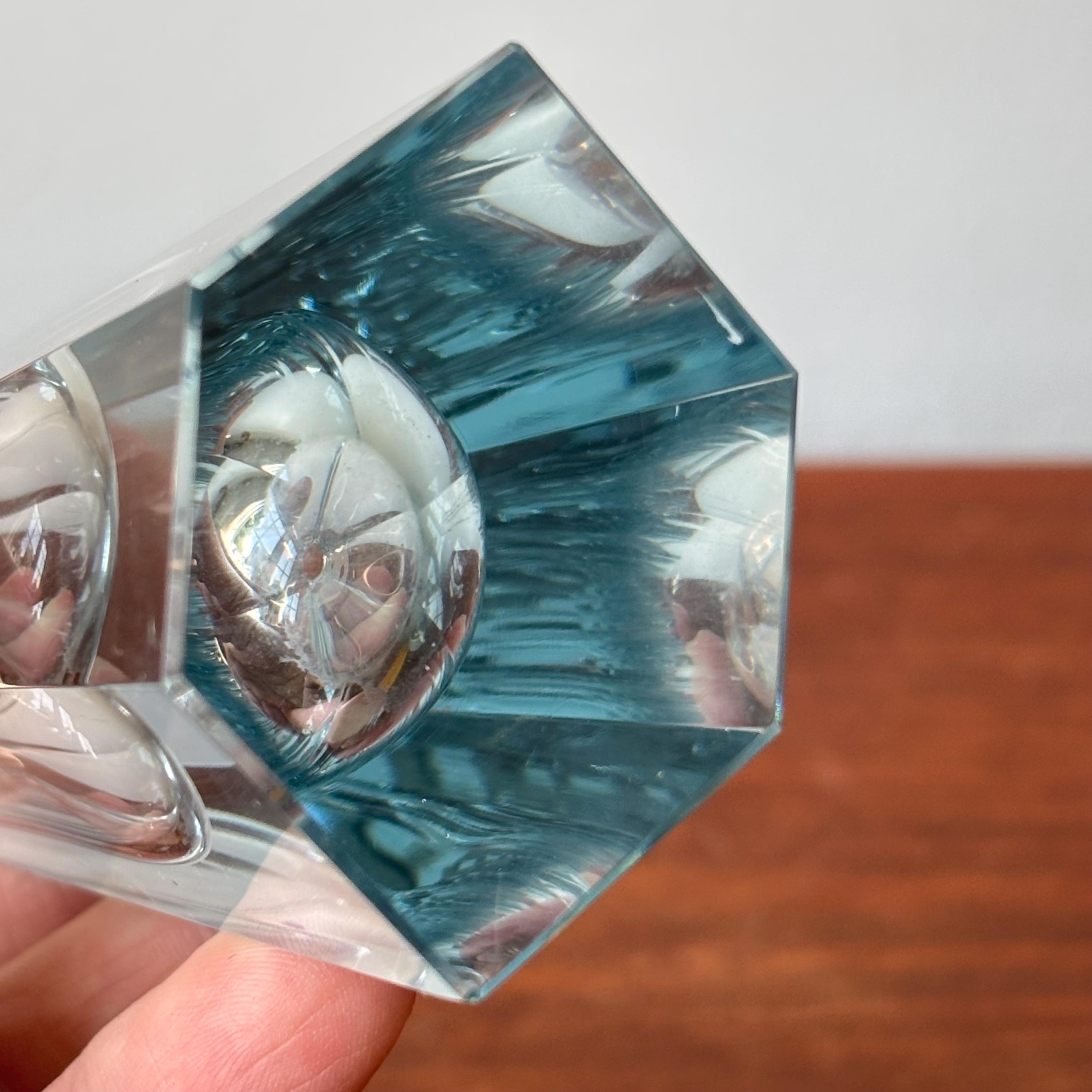 Vintage Light Blue Faceted Czech Art Glass Vase ZBS Bretislav