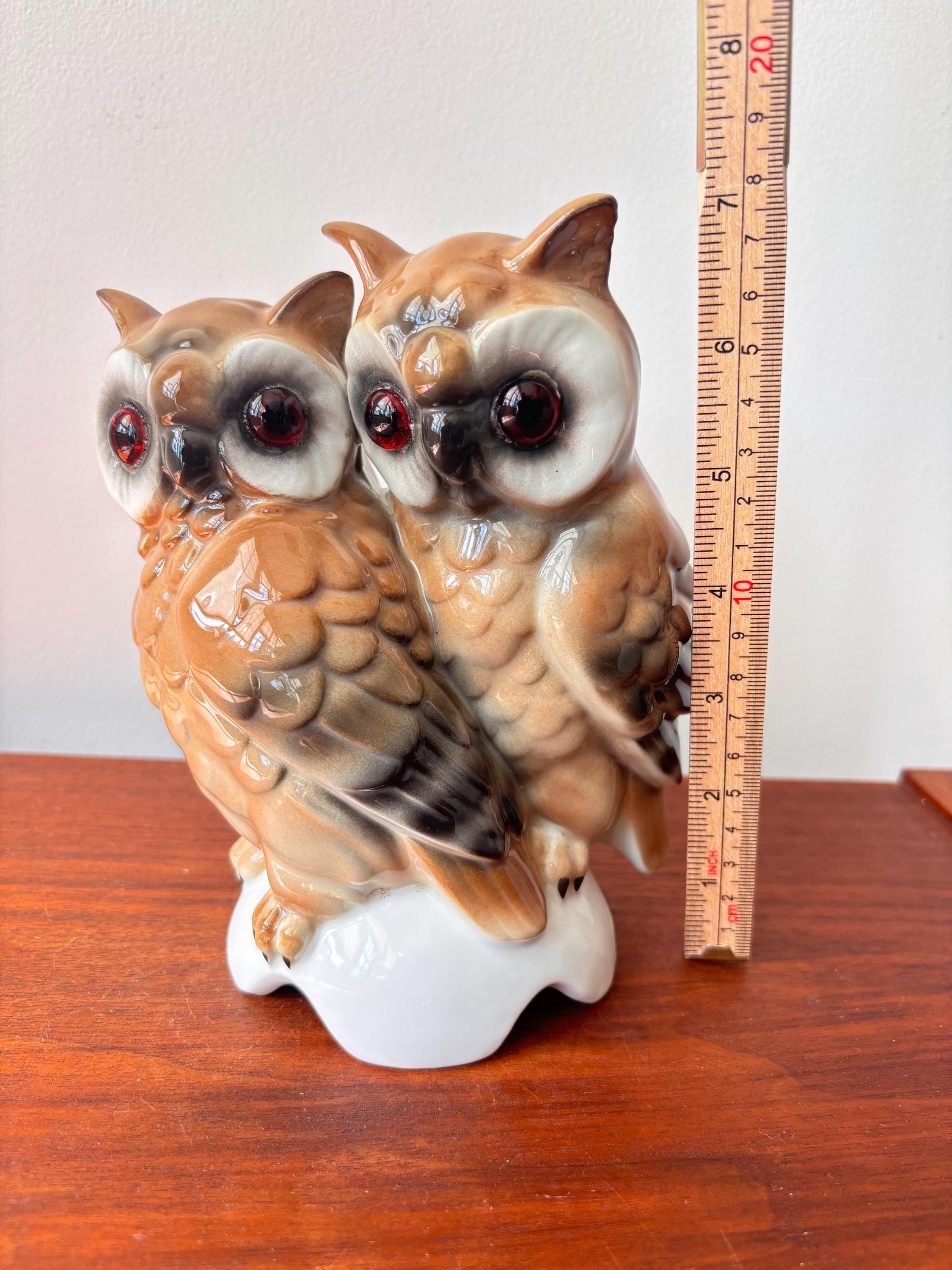 Vintage MCM Gerold Porzellan Pair of Horned Owl Birds Figurine